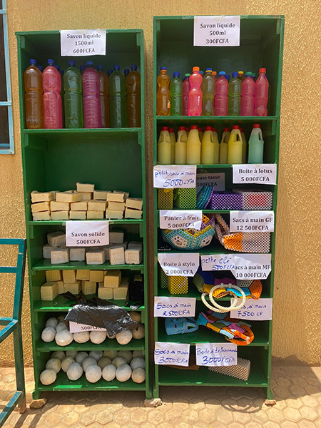Soap and other products made by survivors from the soap-making workshop this quarter.